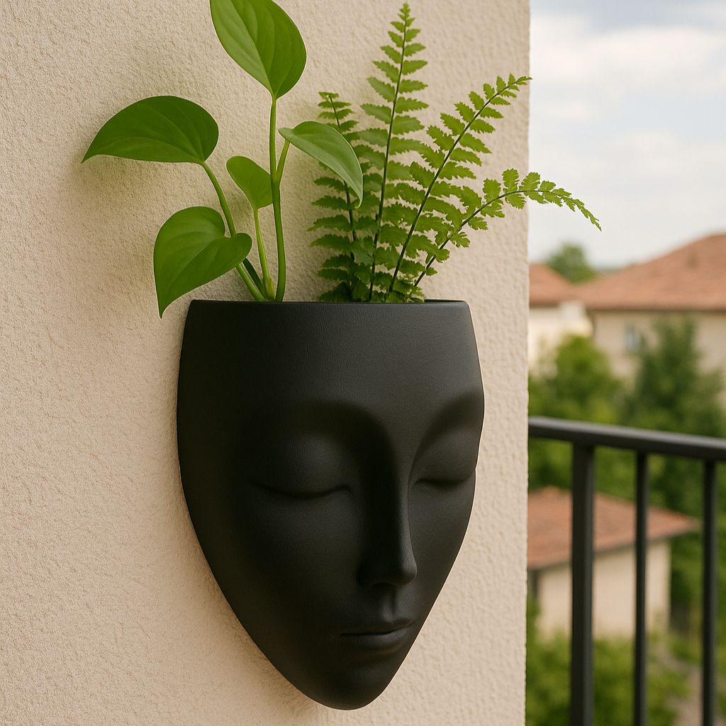 Grace Face Wall Planter – Black