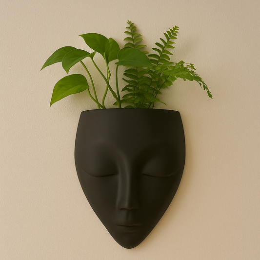 Grace Face Wall Planter – Black