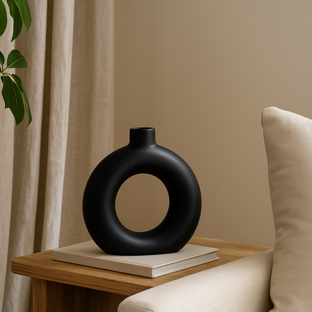 Donut Vase – Black (Set of 2)