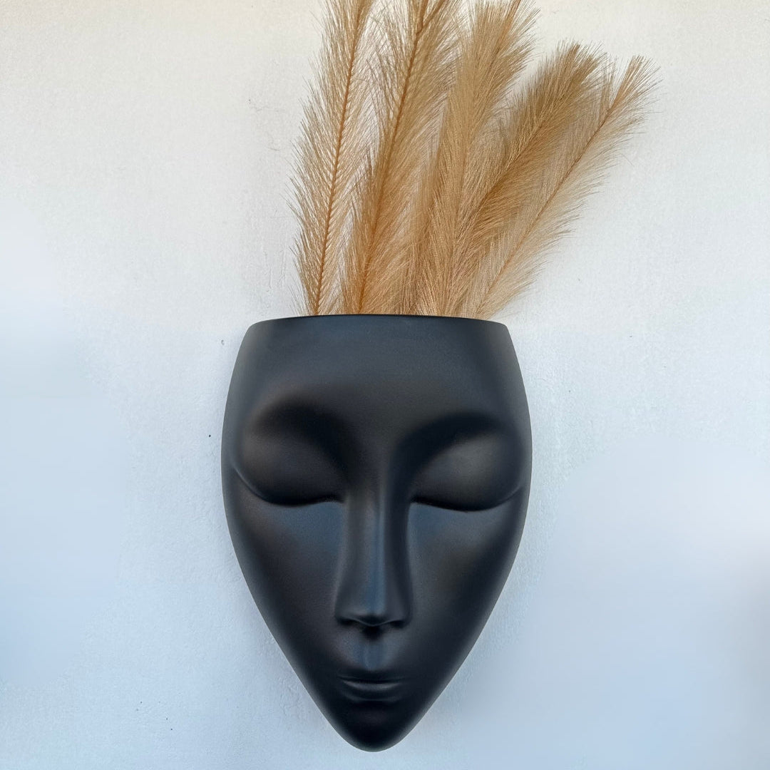 Grace Face Wall Planter – Black