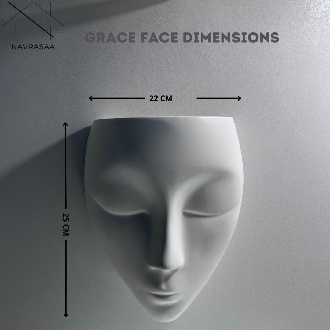 Grace Face Wall Planter – Black