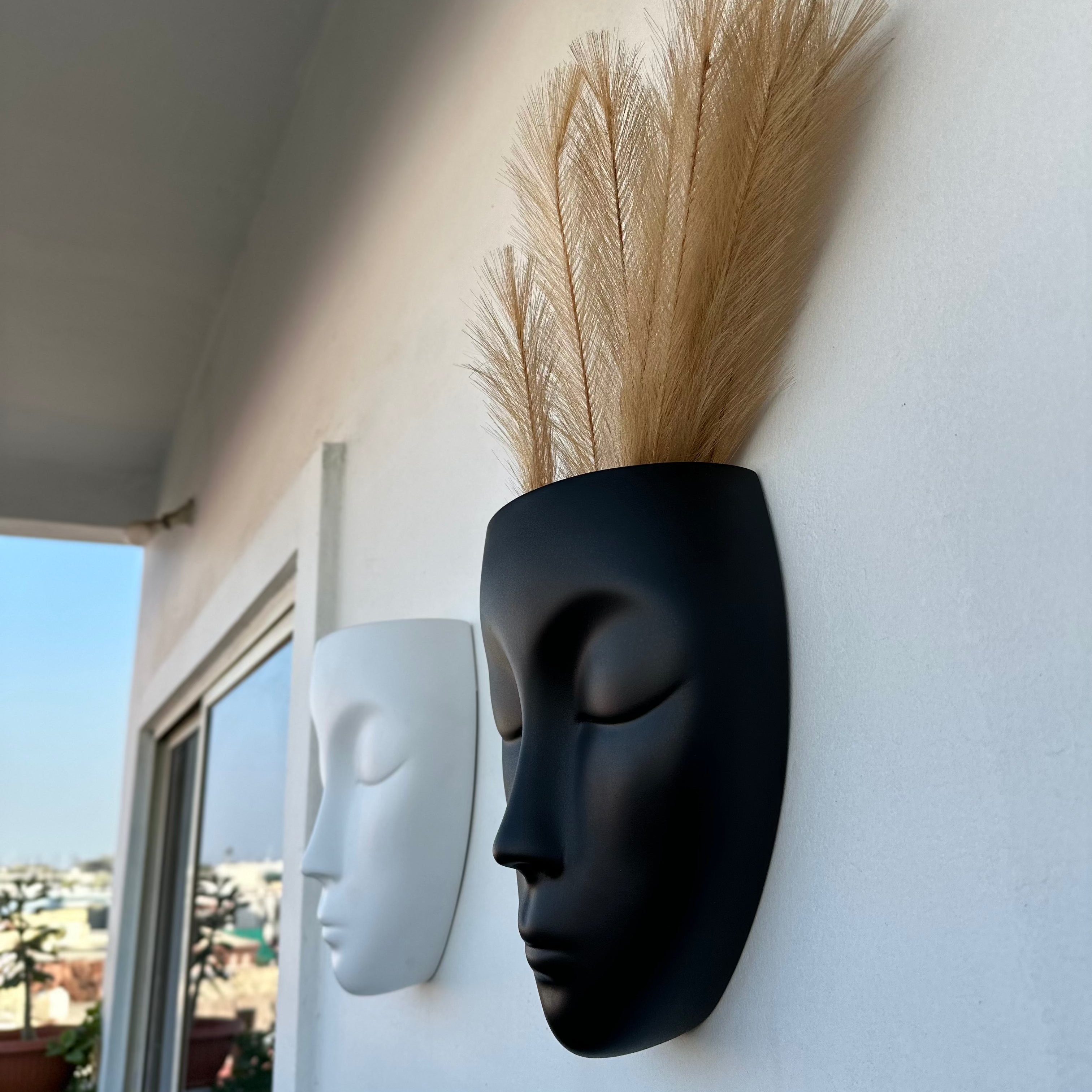 Grace Face Wall Planter – Black