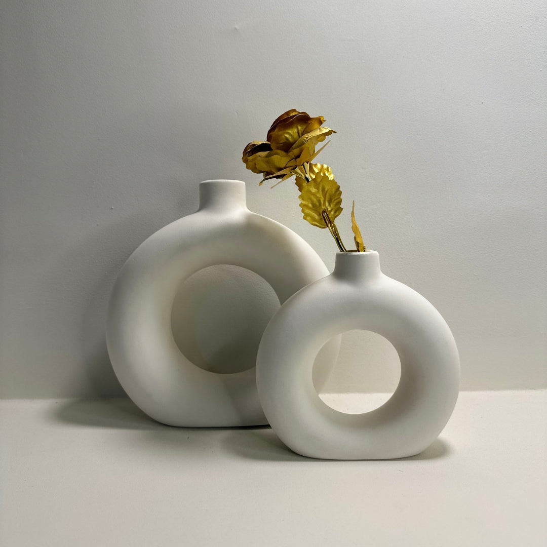 Donut Vase – White (Set of 2)